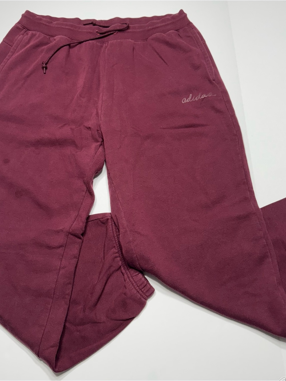 adidas Men's Maroon Drawstring Fleece Joggers